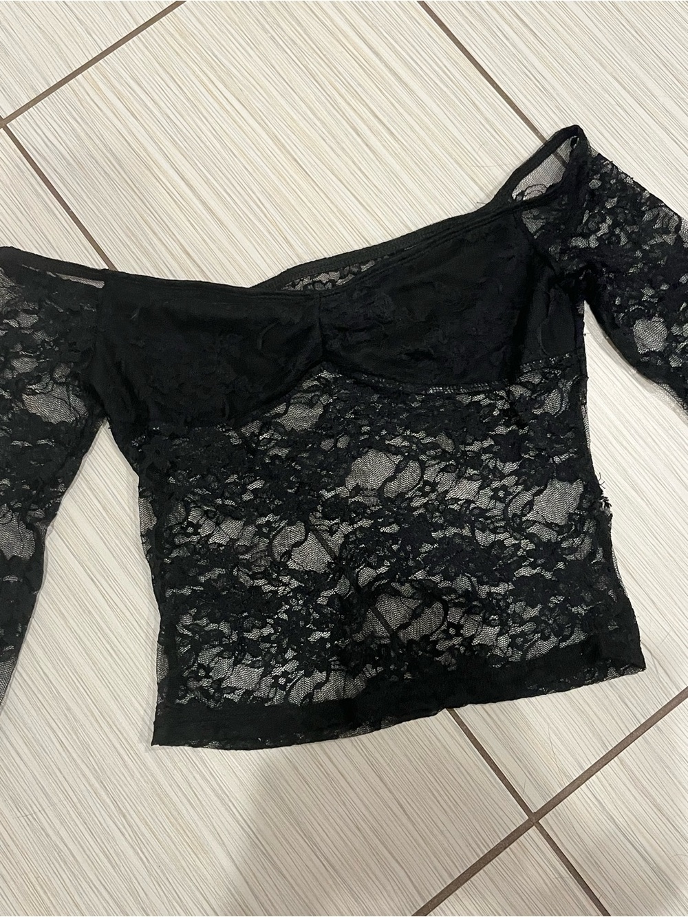 Black Lace Off-Shoulder Top